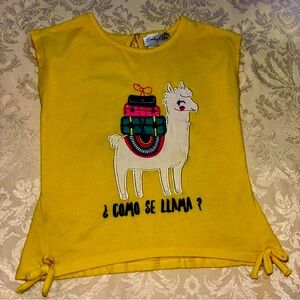 Emily Rose Yellow Short Sleeve Tee with Llama Design
